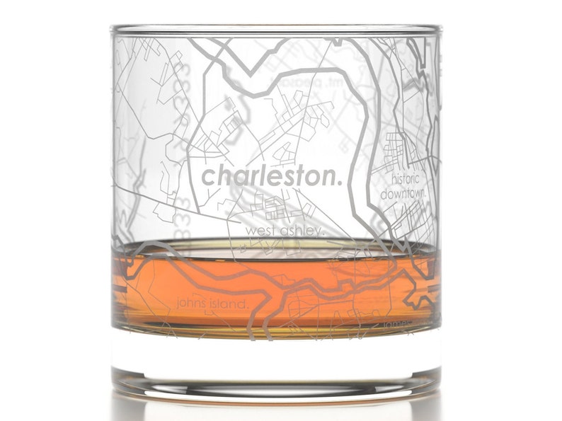 Custom City Map Rocks Glass Any City / Town Personalized Etched Whiskey Glass 11oz Engraved Bourbon Glass Custom Glassware Gift Town + Standard GPS