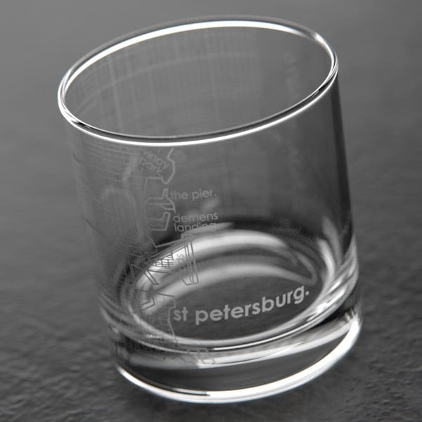 St. Petersburg FL City Map Rocks Glass | Engraved Whiskey Glass (11oz) | Etched Bourbon Glasses | Housewarming Gift | Gift for Him