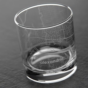 Alexandria, VA City Map Rocks Glass | Engraved Whiskey Glass (11oz) | Etched Bourbon Glasses | Housewarming Gift | Gifts for Him