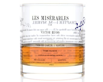 Les Miserables Literature Rocks Glass | Bourbon Whiskey Glass (11oz) | Book Lover Gift | Bookish Gifts | Gifts for Writers | Teacher Gift