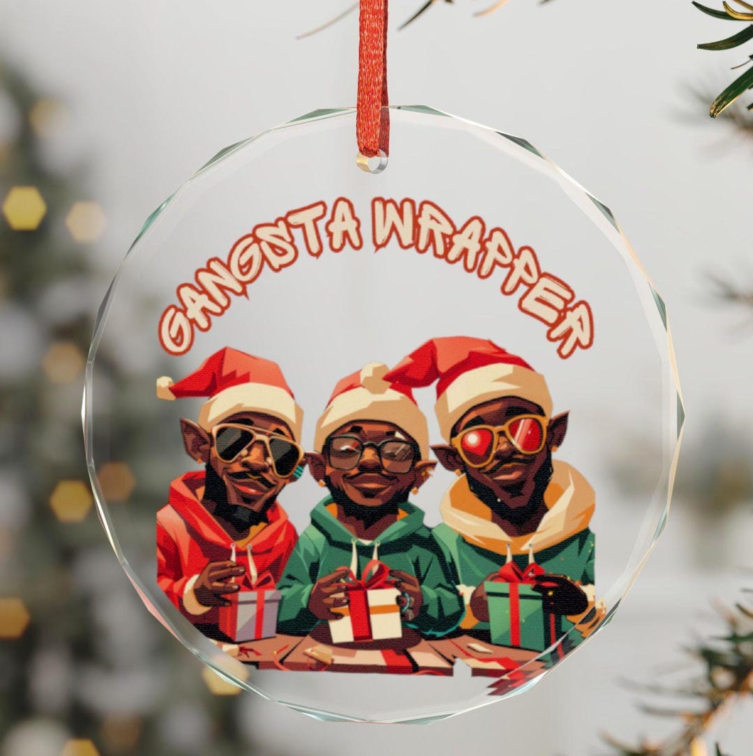 Gangsta Wrapper Rapper Ornament Funny Elf Rapper Christmas Decoration ...