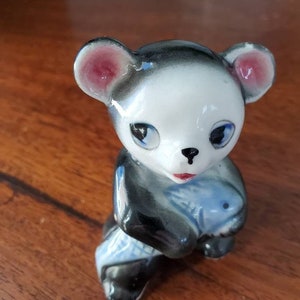 Vintage Porzellan Pandabär und Fisch, Japan