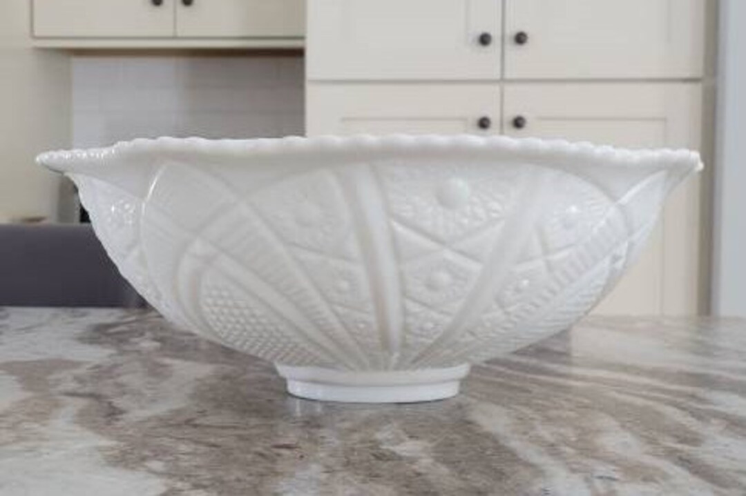 Vintage Mckee Concord Milk Glass Salad or Punch Bowl 13 Etsy