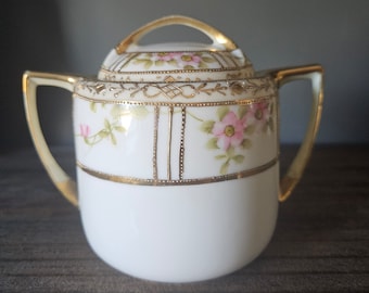希少なノリタケM（モリムラ、1935年以前のもの）の蓋付きシュガー