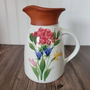 Vintage Floral Pitcher Vase made by Emerson Creek Pottery