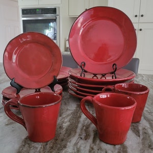 Crate and Barrel Carmen Red Rustic Freeform Dinnerware