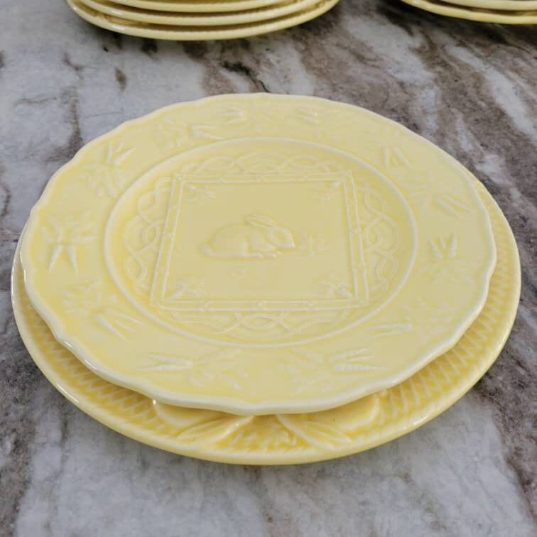 Bordallo Pinheiro Yellow Rabbit Salad & Dinner Plates
