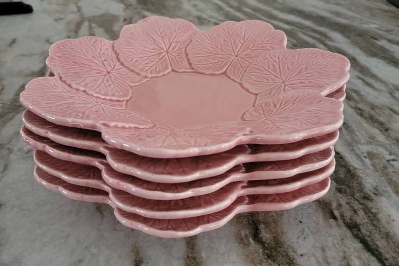 VIntage Pink Bordallo Pinheiro Geranium Plates and Celebration Mugs image 3