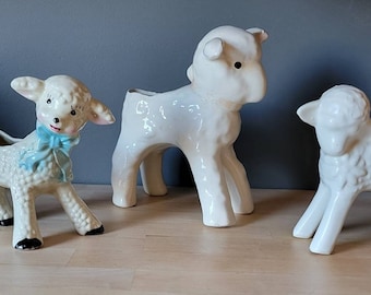 Adorable Vintage Lamb Planters