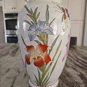 Large Vintage Enameled Porcelain Vase