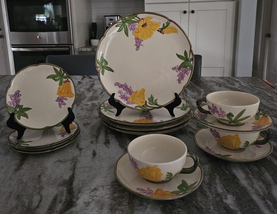 Franciscan Poppy Dinnerware - Yellow, Purple