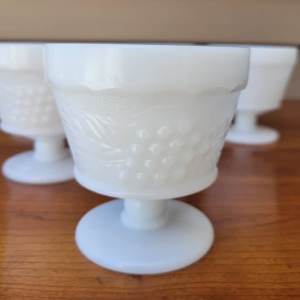 Milk Glass Pedestal Dessert Bowls