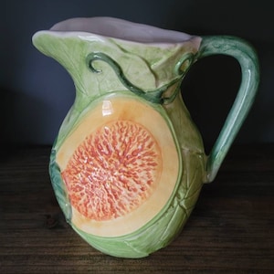 Vintage Cantaloupe Pitcher Vase,  Made by Valli Ceramiche, Italy