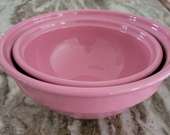 Set of Two Emile Henry Pink Mixing Bowls