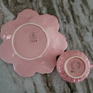 VIntage Pink Bordallo Pinheiro Geranium Plates and Celebration Mugs image 6