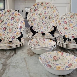 Churchill Victorian Rose Chintz Dishes - Made in England