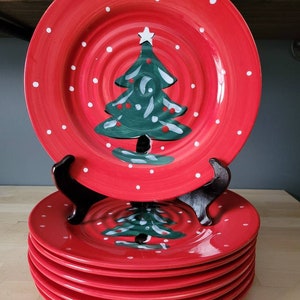 Vintage Red Gibson Christmas Tree Dinner Plate