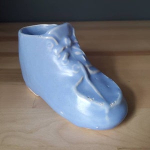 Vintage Nelson McCoy Baby Shoe Planter - Matte Blue