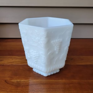 VIntage Fire King Hexagonal Milk Glass Harvest Planter