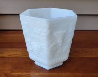 VIntage Fire King Hexagonal Milk Glass Harvest Planter