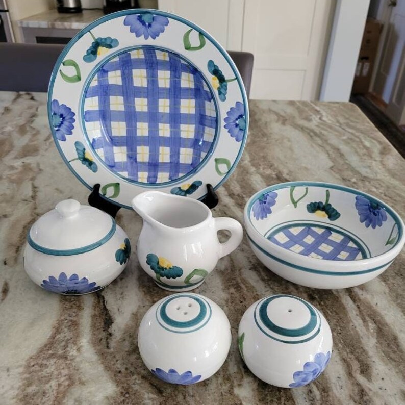 Caleca Arioso Blue Yellow Dinnerware Pieces Made in Italy Etsy