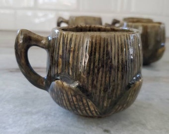 Set of Four Thai Celedon Lotus Tea Cups