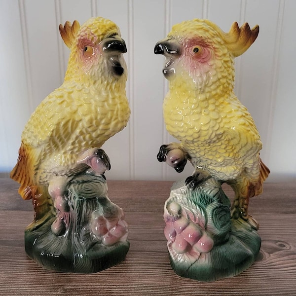 Vintage MCM Maddox Pottery Yellow Cockatoo Figurine