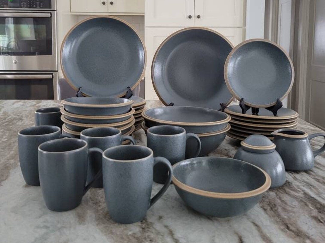 Dansk Stoneware Santiago Slate Grayblue Stoneware Dishes Servers