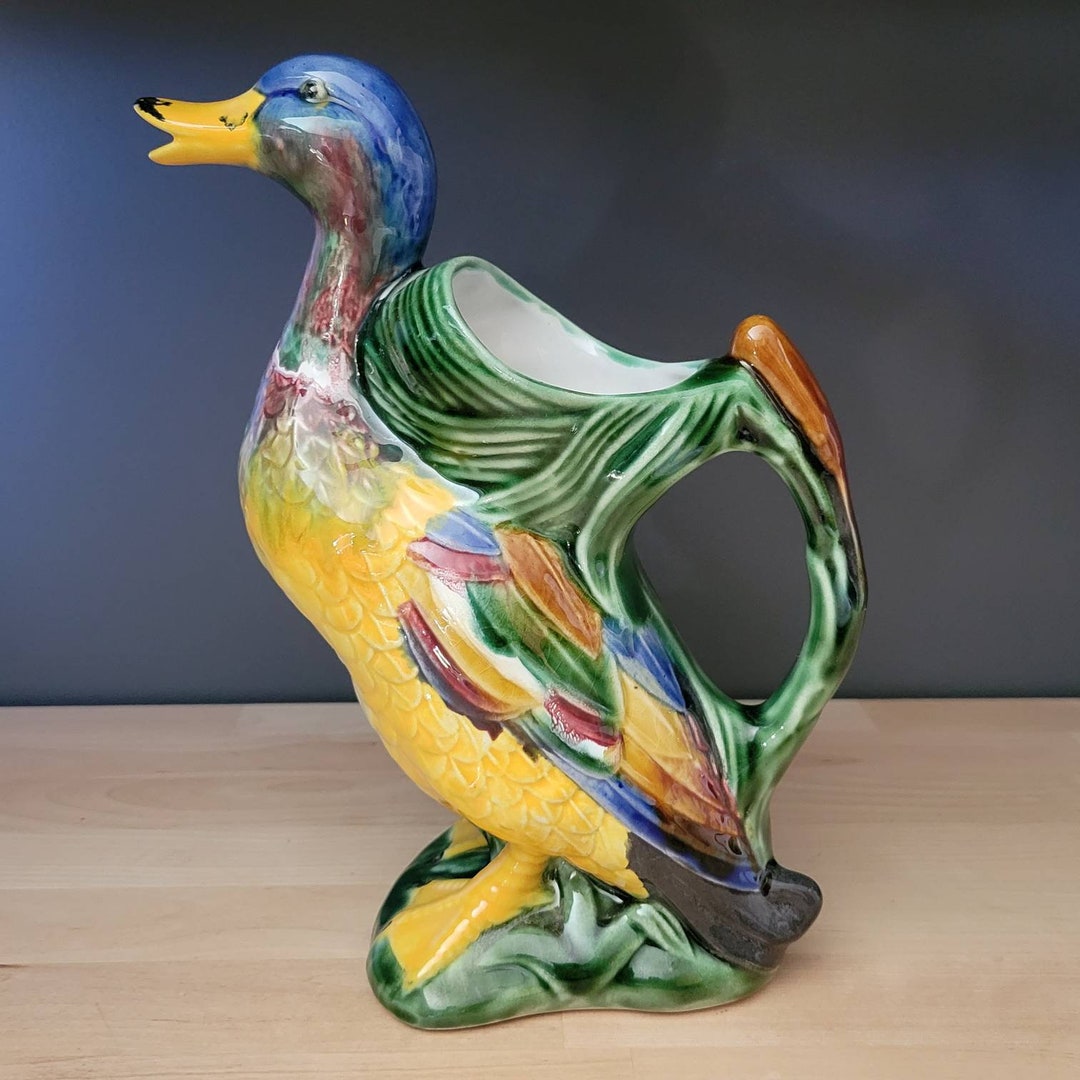 Vintage Mallard Duck Pitcher, Made in Portugal Etsy
