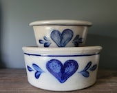 Rowe Pottery Salt Glazed Heart Bowls, 1989 1990