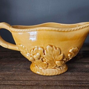 Vintage Bordallo Golden Leaf Gravy Boat, Portugal