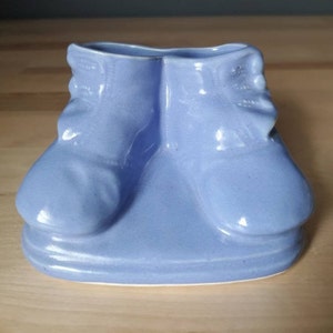 Vintage Baby Shoe Planter - Periwinkle Blue