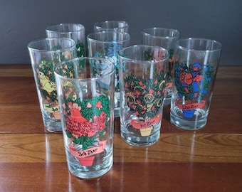 Indiana Glass 12 Days of Christmas Glasses -  Short Tumblers 5 1/2&quot;
