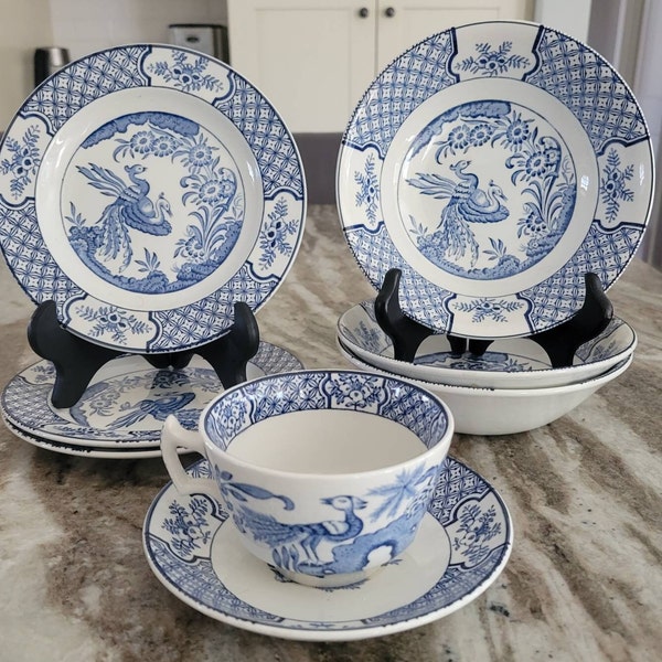 Wood & Sons, Yuan Blue and White Bird Pattern, Dinnerware