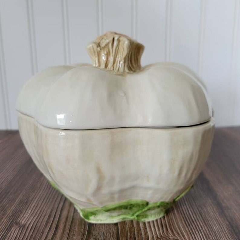 Vintage Majolica Garlic Shaped Covered Bowl Italy Etsy