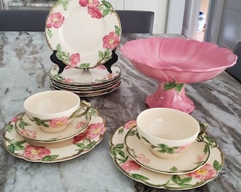 Franciscan Desert Rose Dishes - Tea Cups & Saucers, Tumblers, Dessert Plates and Compote Bowl - 1940+