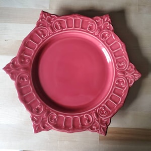 Matceramica Red Plate or Platter made in Portugal