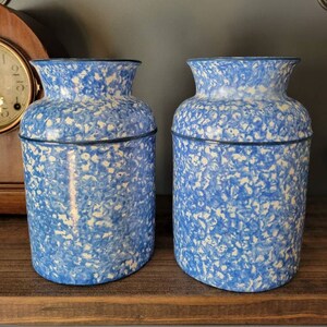 Stangl Town and Country Blue and White Spongeware Jar or Vase