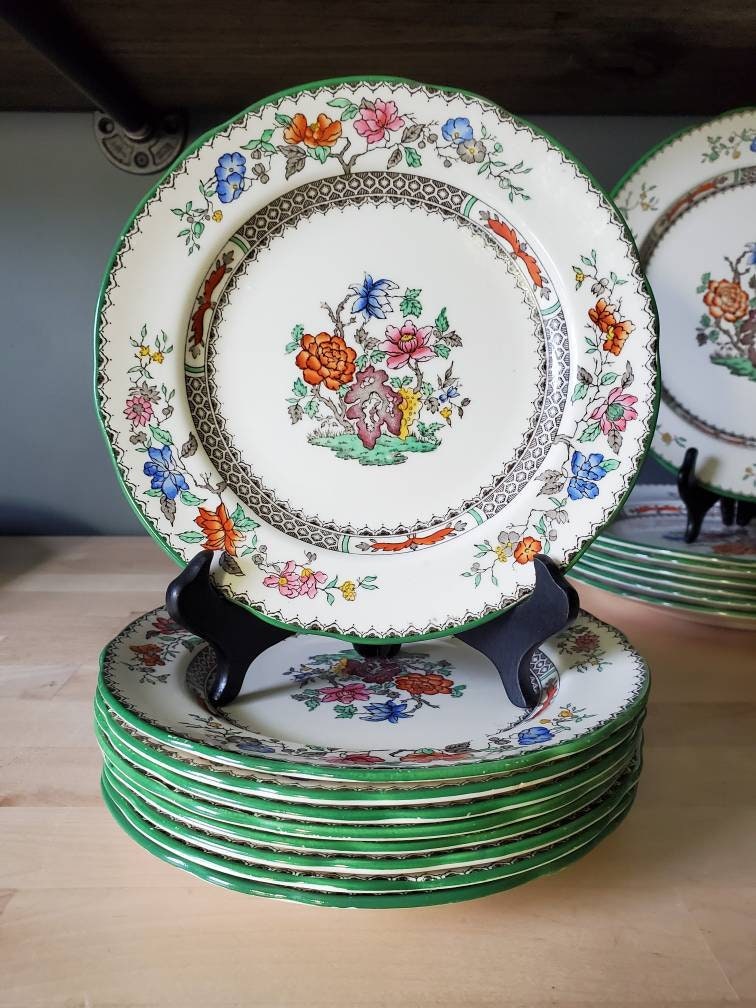 スポードCopeland アンティークプレート４枚 Vintage Spode Copeland Buttercup Copeland Plate(LL