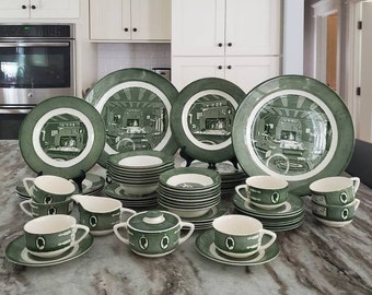 Vintage 1950s Colonial Homestead By Royal China Dishes
