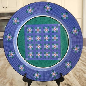 Bandeja de colcha vintage Dansk Nine Patch, 13&quot;