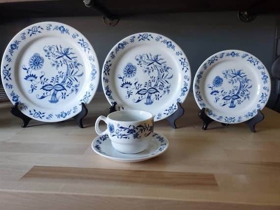 Porsgrund Norway Cobalt Blue Onion Dishes - Plates & Tea Cups - Etsy