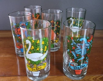 Vasos Jeannette Glass 12 Días de Navidad - Vasos cortos de 5 1/2"