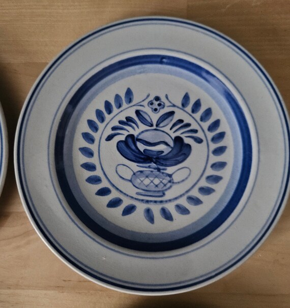 Set of Four Arabia Blue Rose Plates, 6