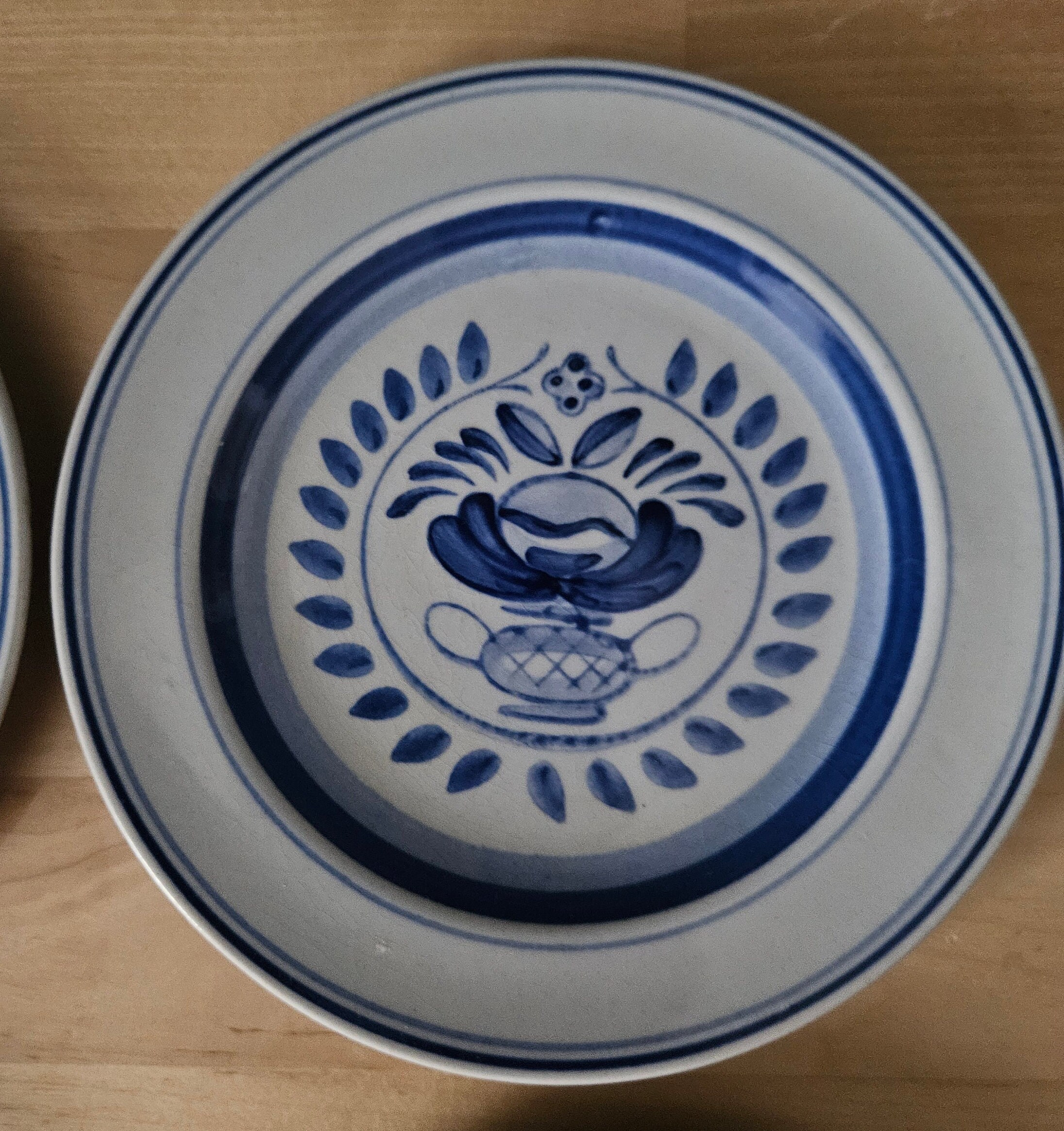 Set of Four Arabia Blue Rose Plates, 6
