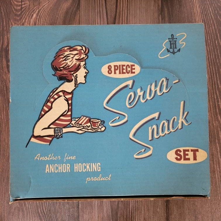 Anchor Hocking 8 Piece Serva-snack Set - in Original Box - Etsy