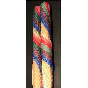 Rainbow Collection III Beeswax Swirl Candles, Set of 2