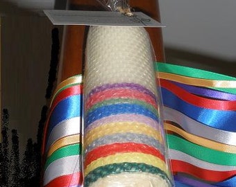 Beeswax Rainbow Pillar Candle. Four designs