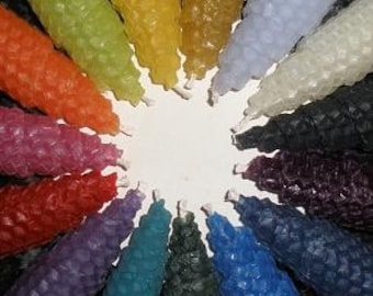 Rainbow of Color Pure Beeswax Candles, 4-6" lengths