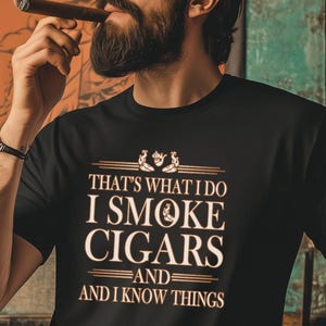 Cigar Lounge T Shirt, Vintage Smoke Cigars Know Things, Funny Lounge Clothing, Man Cave Bourbon T-Shirt, Retro Whiskey Tee, Gift For Him